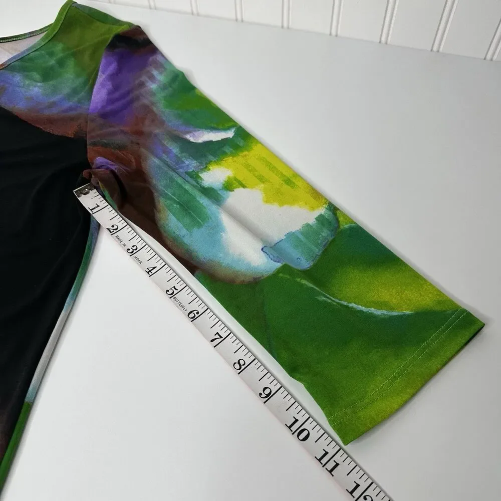 Clara Sun Woo Tunic Top Women Sz L Abstract Watercolor Art To Wear Artsy Shirt - Picture 8 of 10